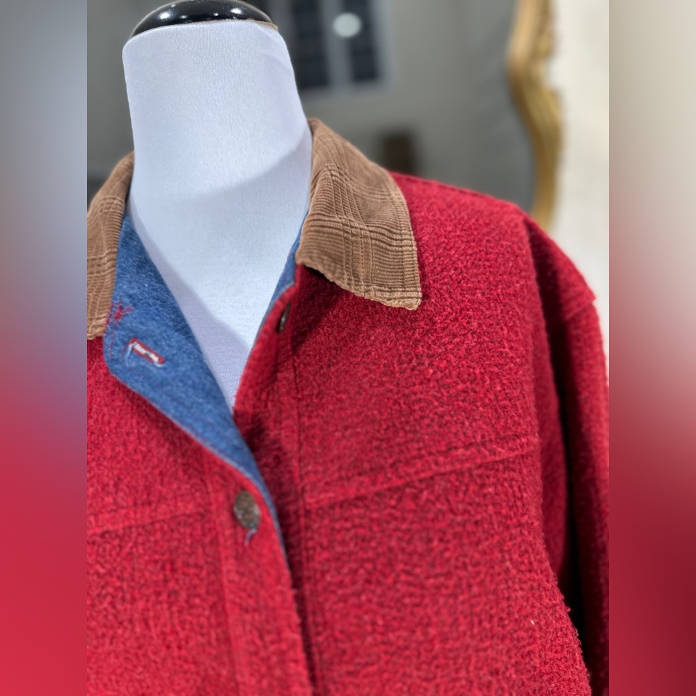 Roughrider by Circle T Vintage Sherpa Western Jacket Red 90s Heritage Ranch - Picture 2 of 9